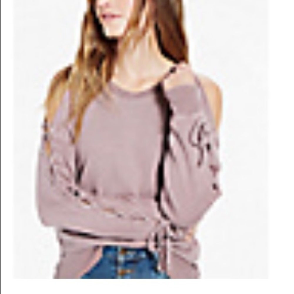 Women’s Lucky Brand Mauve cold shoulder Stylishly Distressed sweatshirt